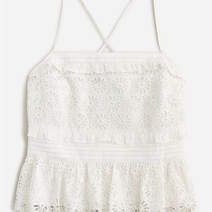 J Crew Cross-back smocked-waist eyelet top NEW Size Medium